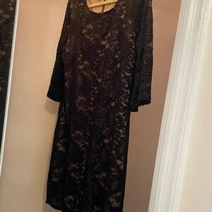 Liz Claiborne Black Lace Long Sleeve Dress